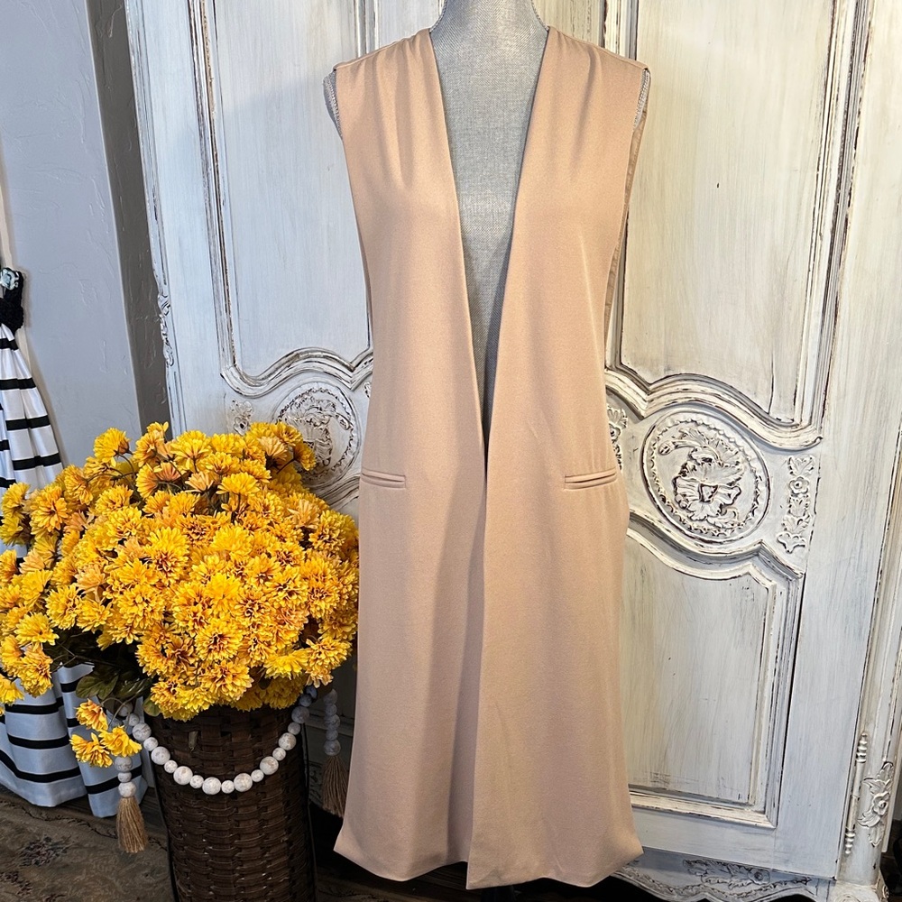 Revamped Sleeveless Long Open Front Duster Vest